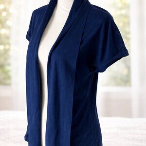 Talbots Collection Navy Open-Front Short Sleeve Cardigan | Size M